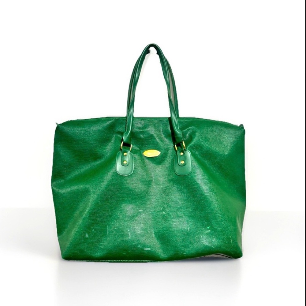 VTG Christian Dior Green Embossed Large Green Travel Bag